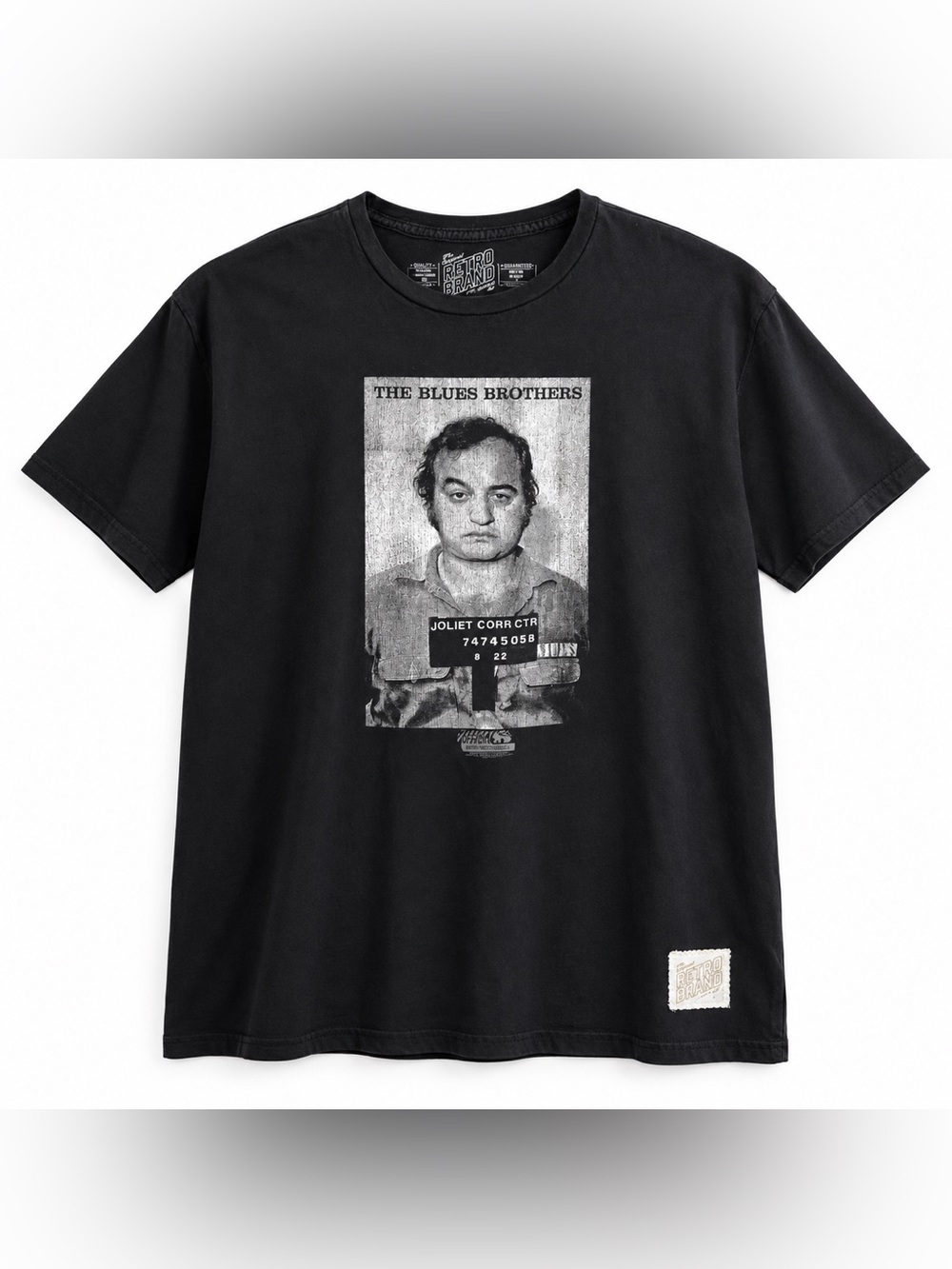 Retro Brand Blues Brothers Joliet Jake Mugshot Black Tee Men’s Large